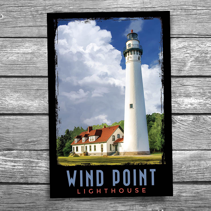 Wind Point Lighthouse Postcard Christopher Arndt Postcard Co Wind Point Lighthouse Postcard Christopher Arndt Postcard Co
