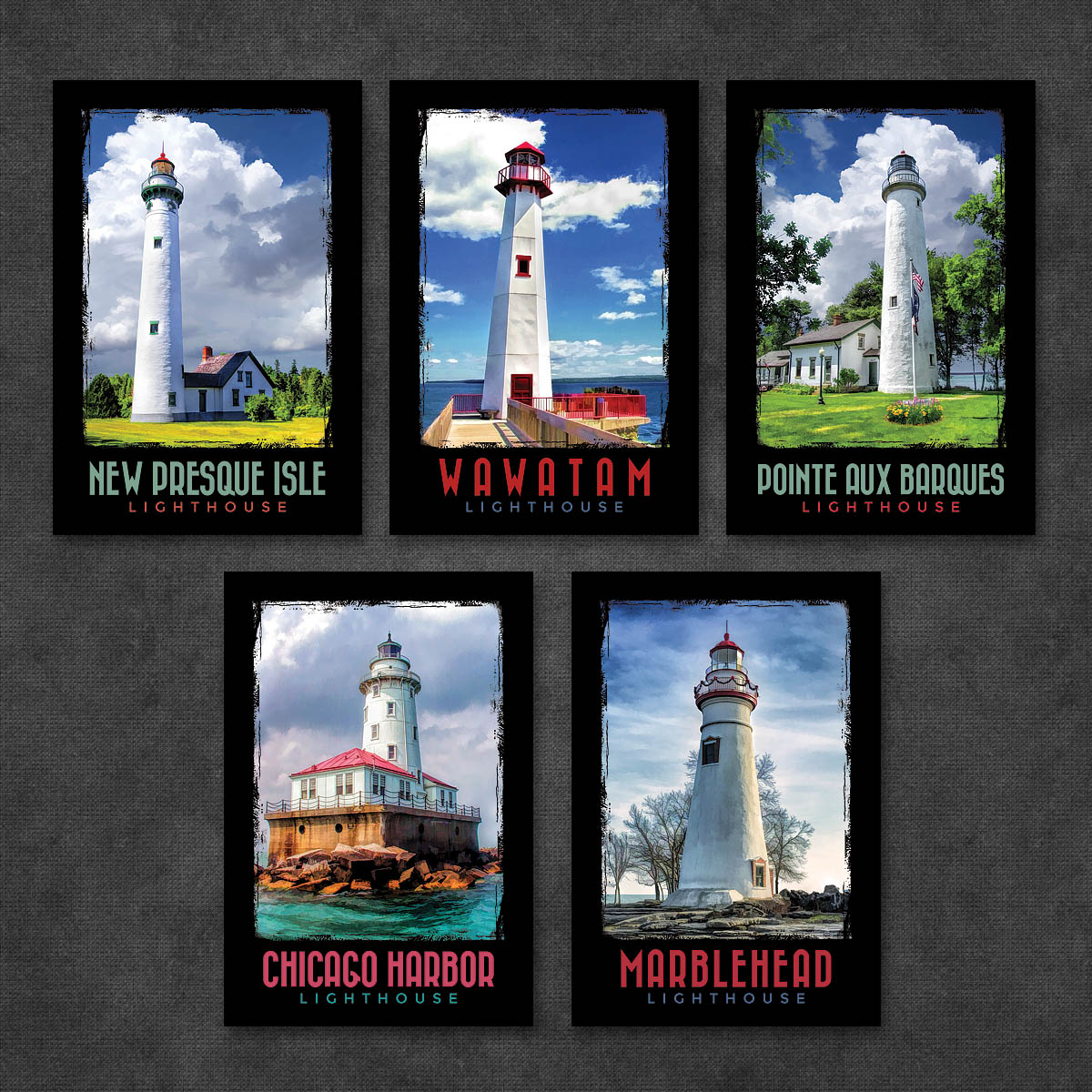 Great Lakes Lighthouse Postcards | Set of 18
