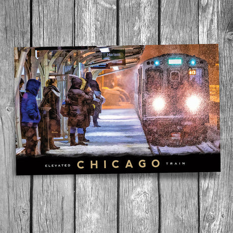 Chicago "EL" Snowstorm Postcard