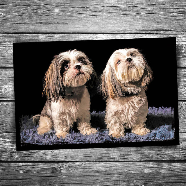 Shaggy Twin Dogs Postcard