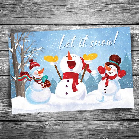 Let it Snow Snowmen Postcard