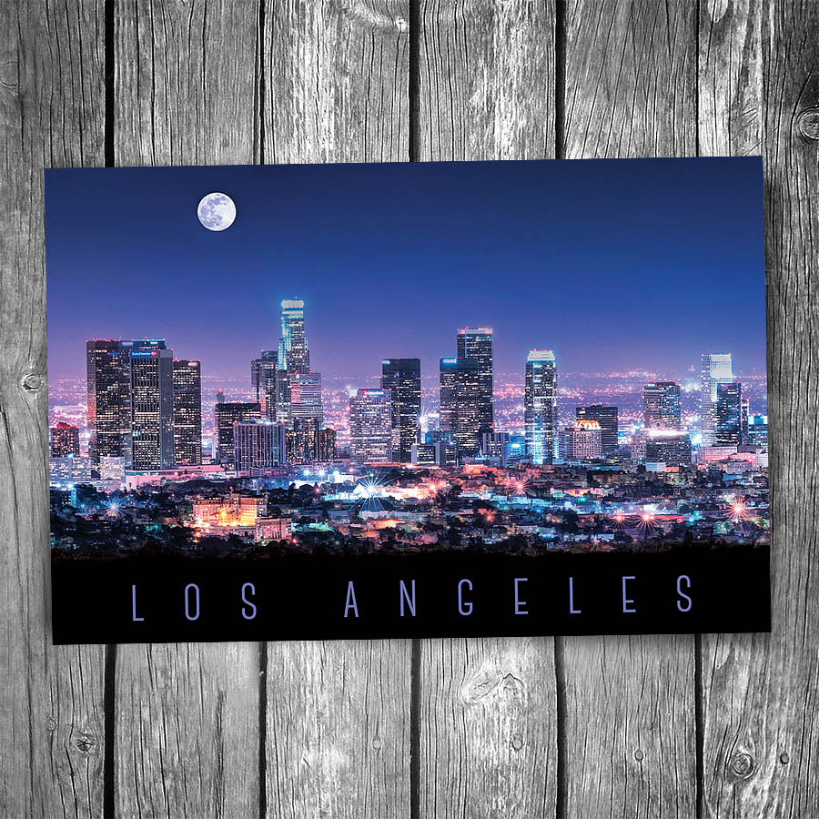 Los Angeles Night Skyline Postcard