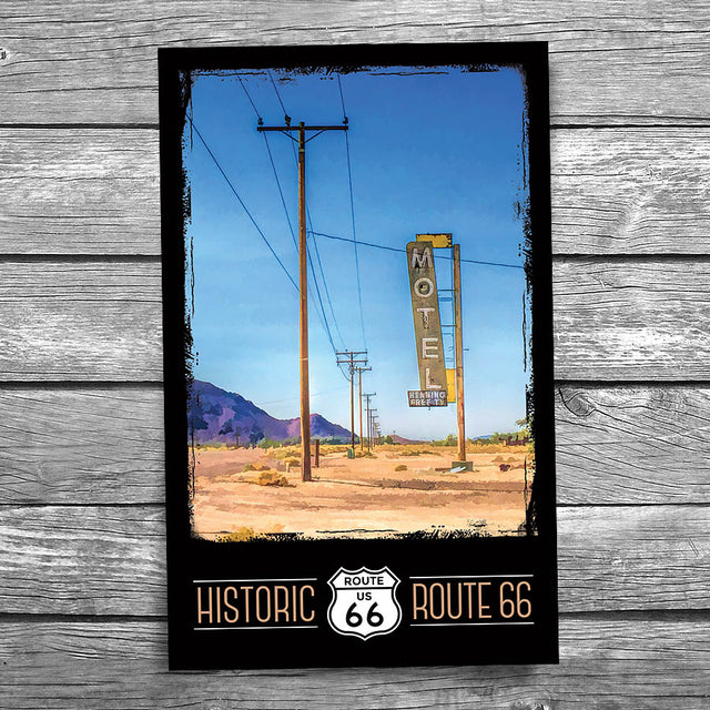 Route 66 Abandoned Henning Motel Sign Postcard