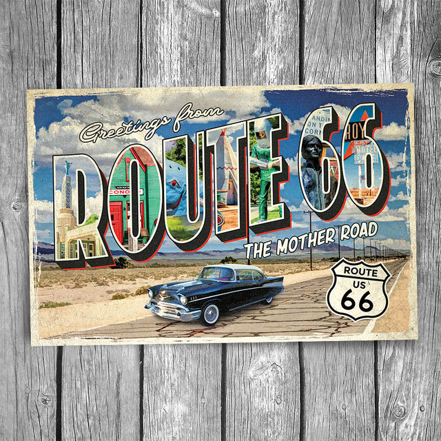 Route 66 Greetings From The Mother Road Postcard
