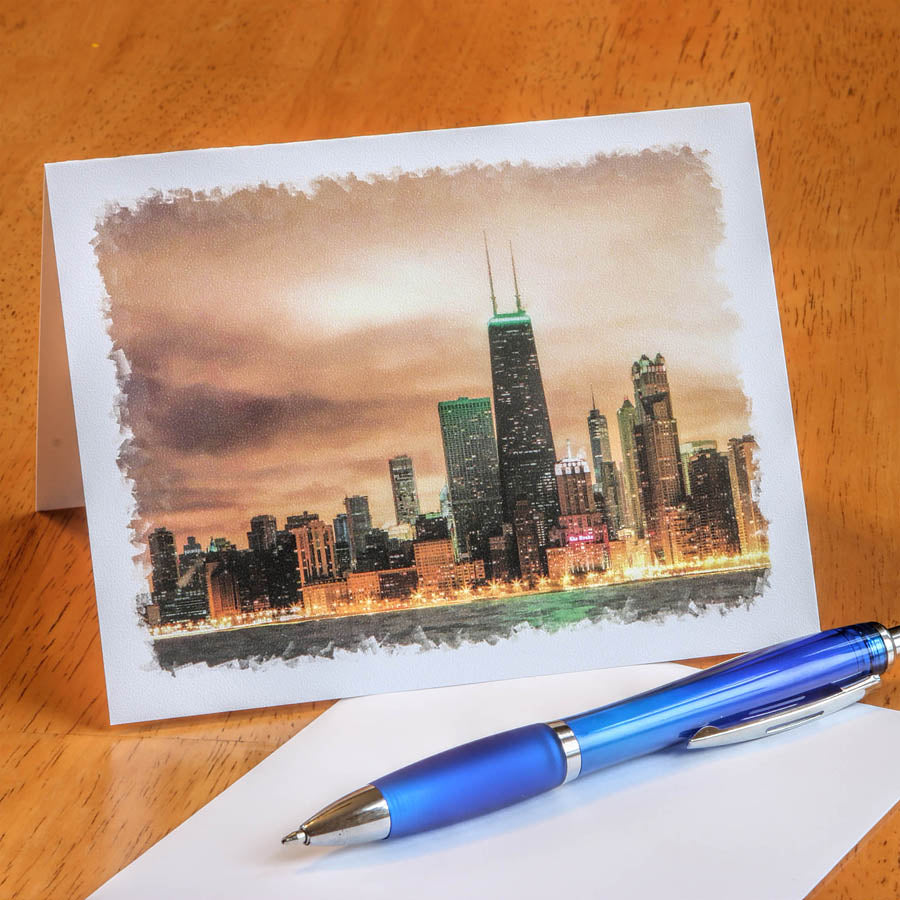 Postcard Note Card Chicago Gotham City Skyline Notecard – Christopher Arndt Postcard Co