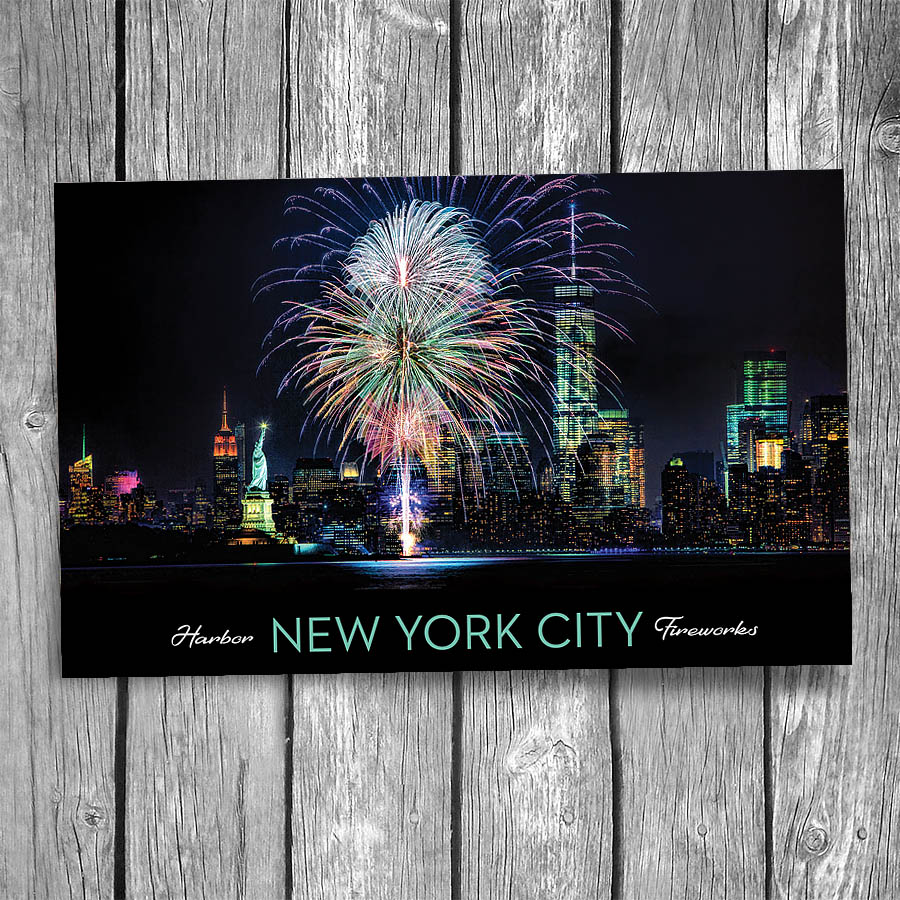 New York City Fireworks Postcard